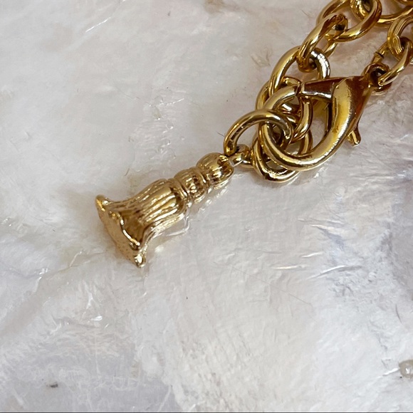 Gold Tone Rolo Chain Long Leaf Pendant Necklace - Picture 3 of 12